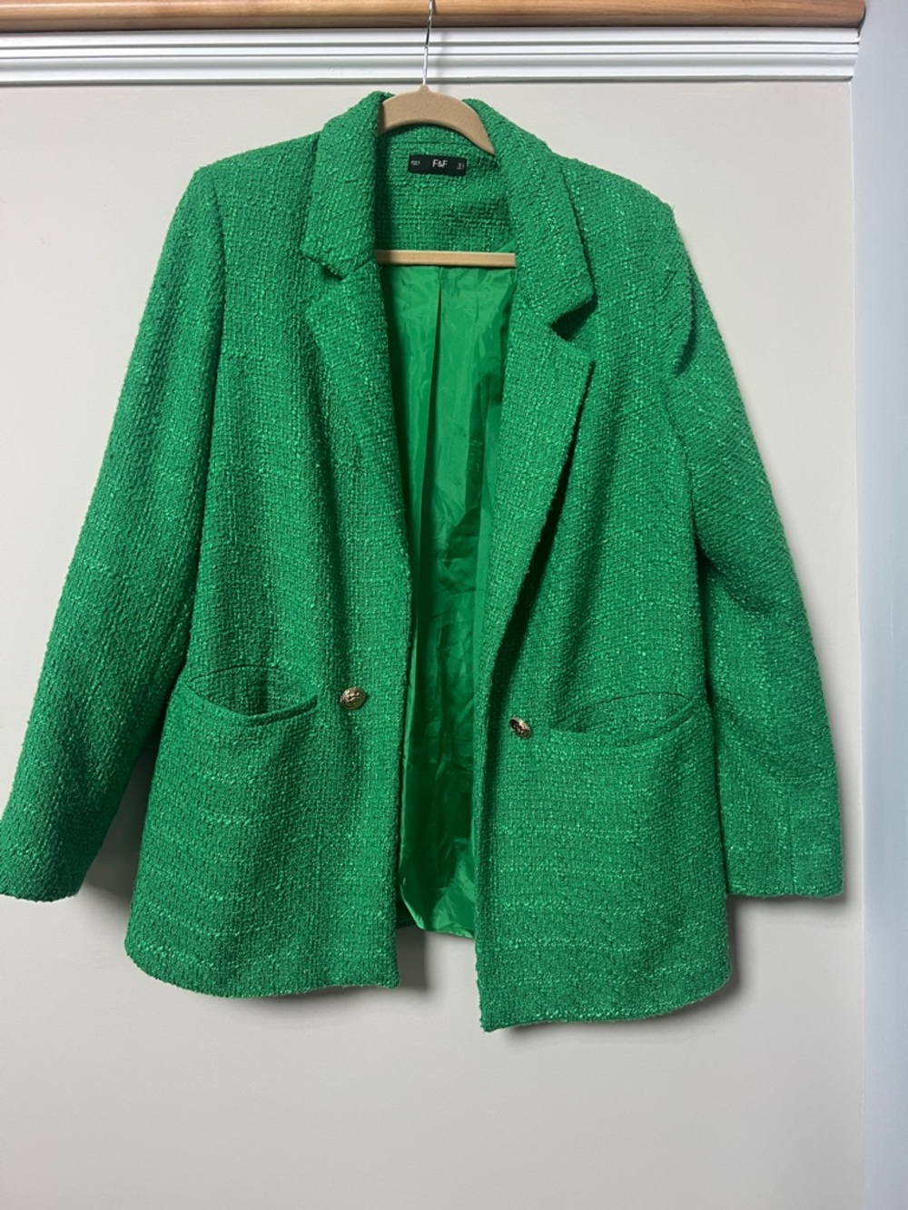 F&F Bright Green Tweed Blazer Jacket